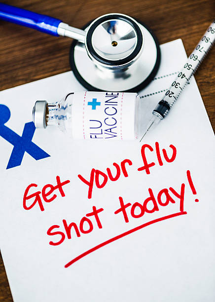 istock Flu shot reminder on RX prescription form 489209748