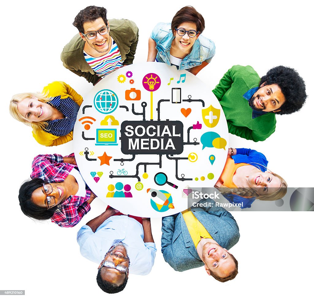 Social Media Social Networking Connection Global Concept ***NOTE TO INSPECTOR: All visible graphics are our own design, and were produced for this particular shoot.*** 2015 Stock Photo