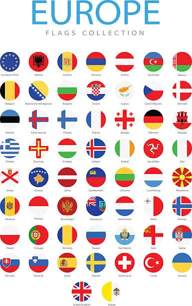 Vector illustration of Europe - Rounded Flags - Illustration