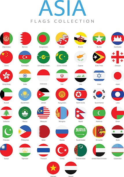 illustrations, cliparts, dessins animés et icônes de asie-arrondi drapeaux-illustration - japanese flag flag japan japanese culture