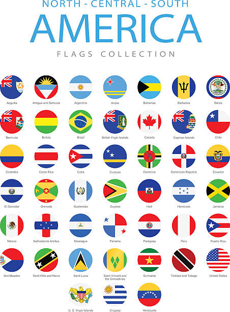 w ameryce północnej, centralnej i południowej-zaokrąglone flags-ilustracja - uruguay stock illustrations