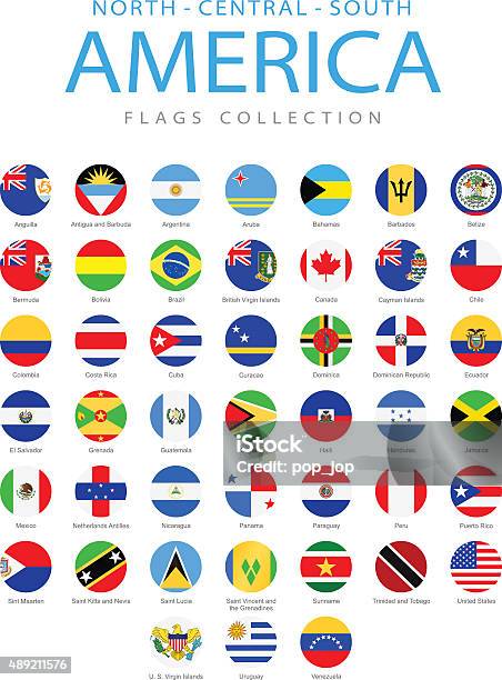 North Central And South America Rounded Flags Illustration Stock Illustration - Download Image Now
