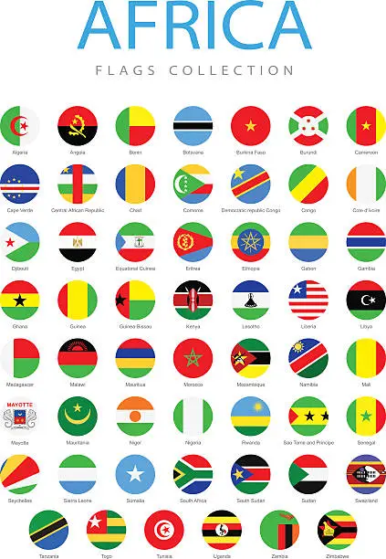 Vector illustration of Africa - Rounded Flags - Illustration