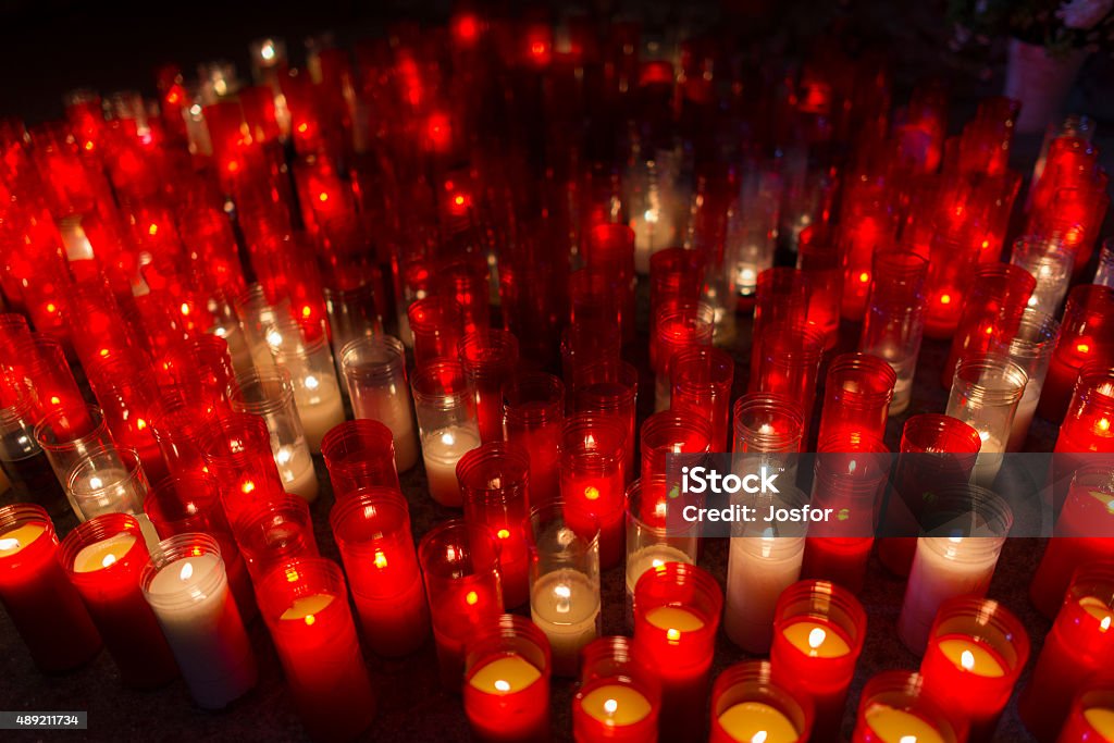 Church candles. Church candles in a chapel. 2015 Stock Photo
