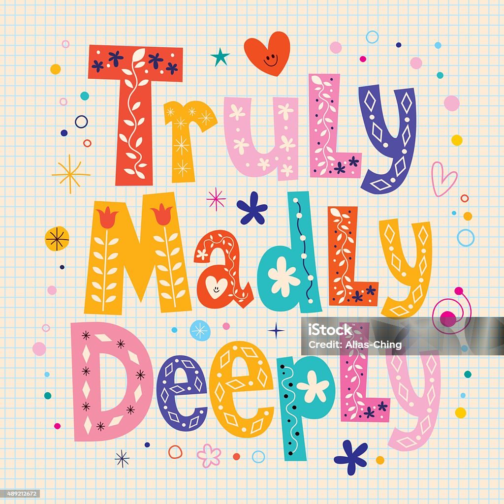 Deeply Lettering Truly Madly Deeply Decorative Type Lettering Text Design Stock ...