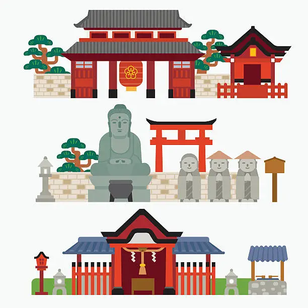 Vector illustration of Japanese temple
