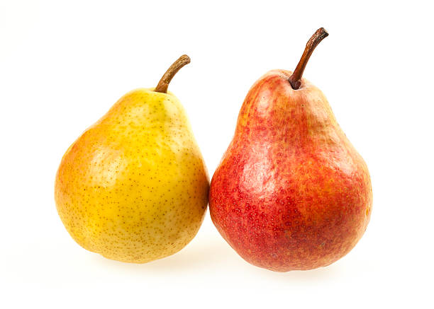 deux poires - bartlett pear red pear two objects photos et images de collection