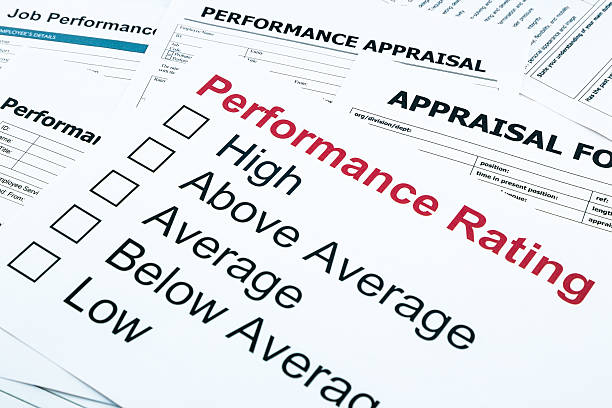 Performance rating and appraisal form closeup performance rating and appraisal form, evaluation and assessment concept for business performance assessment stock pictures, royalty-free photos & images