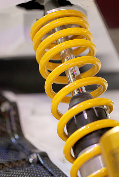 istock yellow motorcycle shock absorbers. 489222469