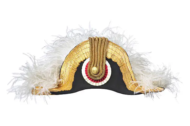 ancient carabinieri's commander cocker hat isolated on white.