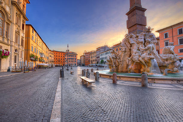 пьяцца навона в риме. италия - piazza navona стоковые фото и изображения