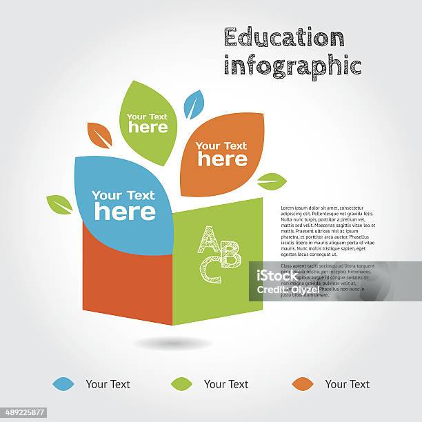 Livro Com Folhas Gráfico De Informação Sobre Educação - Arte vetorial de stock e mais imagens de Aberto