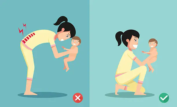Vector illustration of Best and worst positions for holding little baby