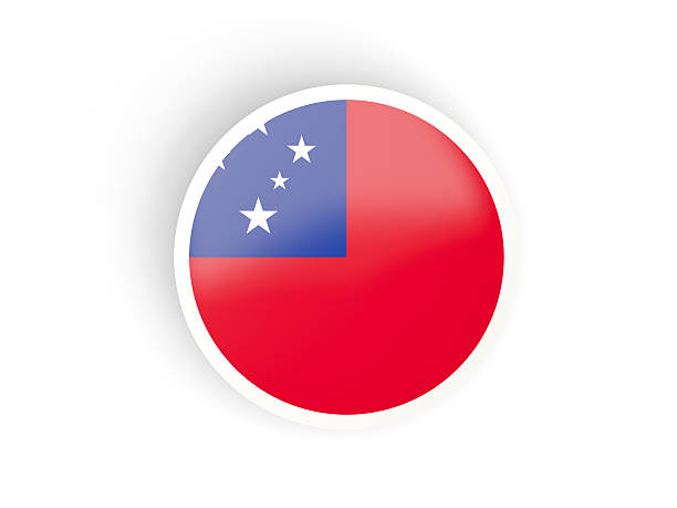 istock Round sticker with flag of samoa 489245748