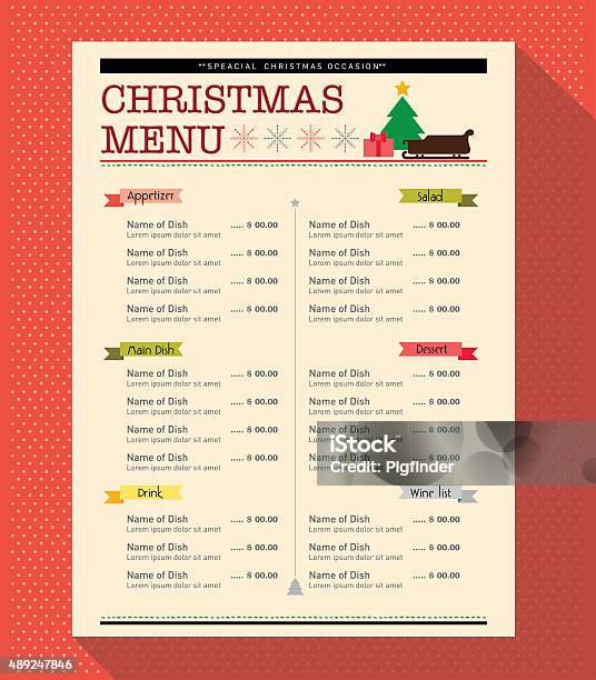 Christmas Menu Design Template Layout Stock Illustration - Download Image Now - 2015, Brochure, Cafe