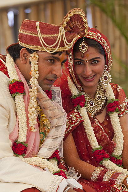 istock Happy Indian couple at their wedding. 489248300