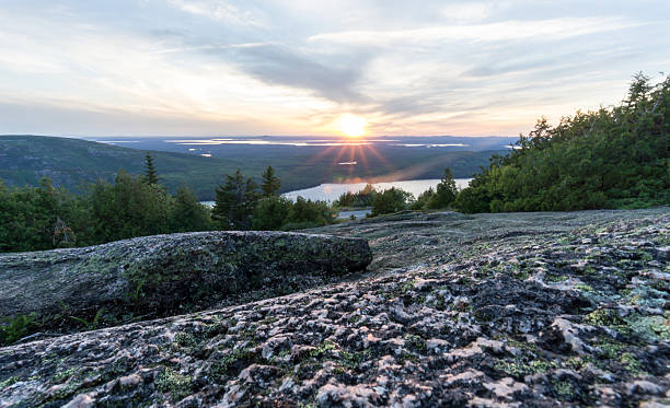 istock Pink Granite Rocks with Sun Flare 489249698