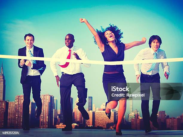 Business People Competition Running Race City Concept Stock Photo - Download Image Now