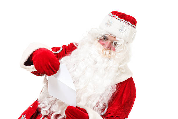 istock Santa Claus standing isolated on white background 489254236