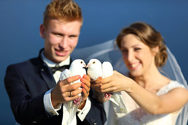 istock Wedding couple with pigeons 489254968