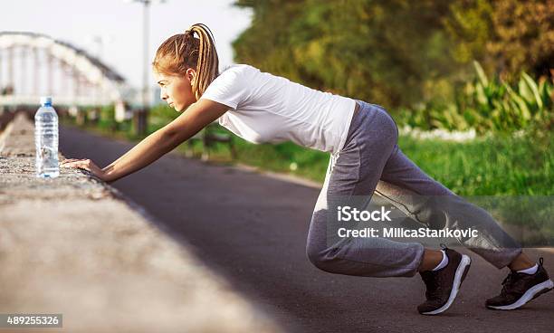 Sports Girl Doing Push Ups Stock Photo - Download Image Now - 2015, Active Lifestyle, Adult