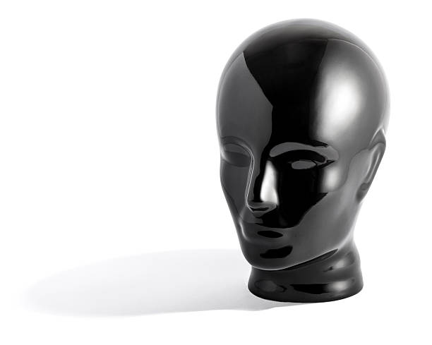 istock Shiny Black Mannequin Head on White Background 489255678