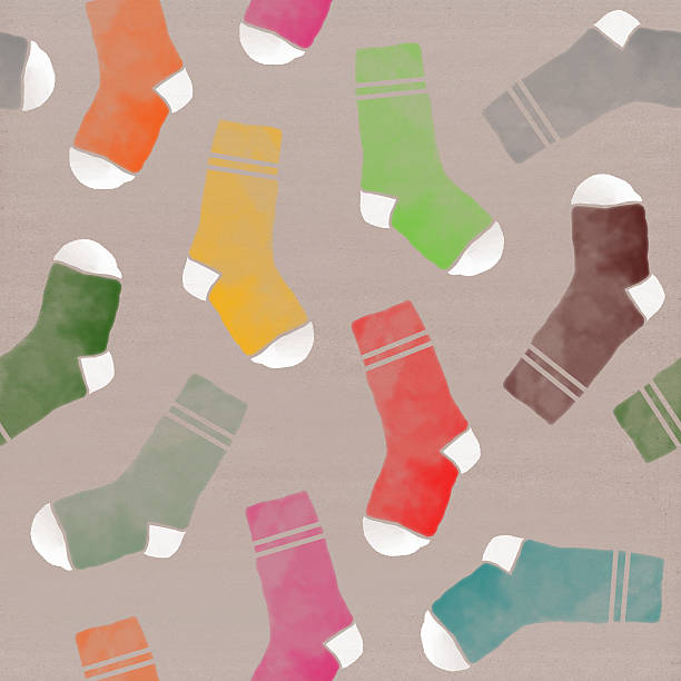 mehrfarbige socken nahtlose muster auf papier und pappe hintergrund - green shoe blue in a row stock-grafiken, -clipart, -cartoons und -symbole