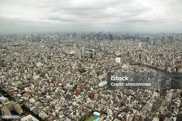 Gloomy Tokyo Stock Photo - Download Image Now - 2015, Aerial View, City