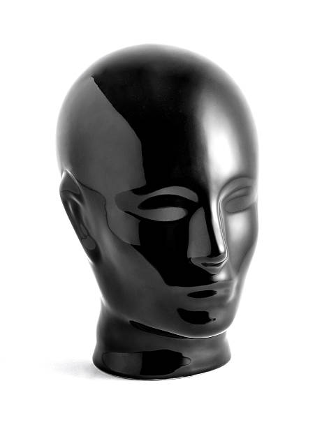 istock Shiny Black Mannequin Head on White Background 489257154