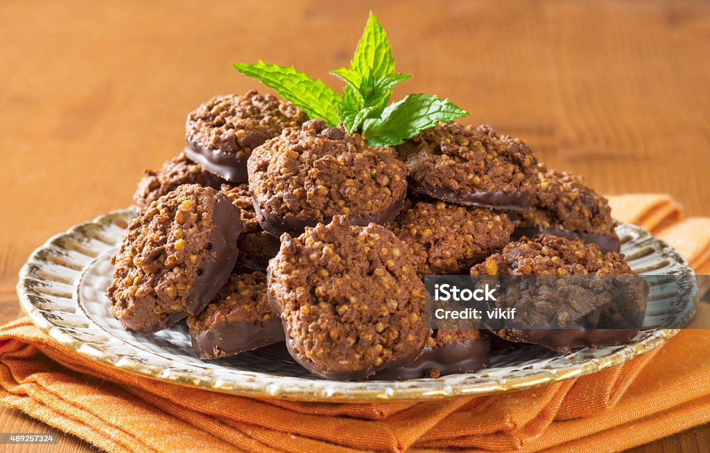 Organic Quinoa Chocolate Cookies No bake chocolate cookies with quinoa crispies Chocolate Stock Photo