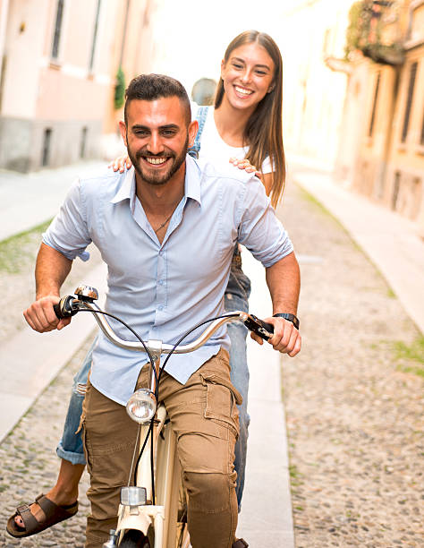 istock Happy Young Couple in Bicycle 489258666