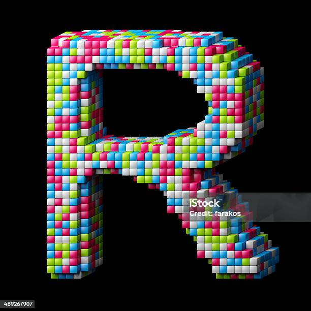 3d Pixelated Alphabet Letter R Stock Photo - Download Image Now - Abstract, Alphabet, Collection