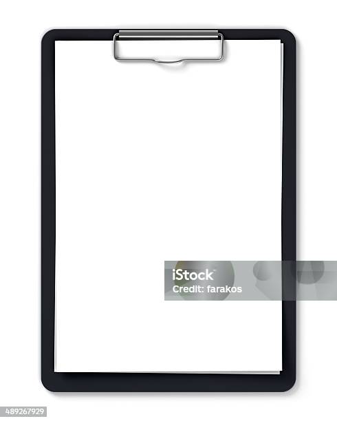 Black Clipboard With Blank Sheets Of Paper Stock Photo - Download Image Now - Attached, Backgrounds, Business