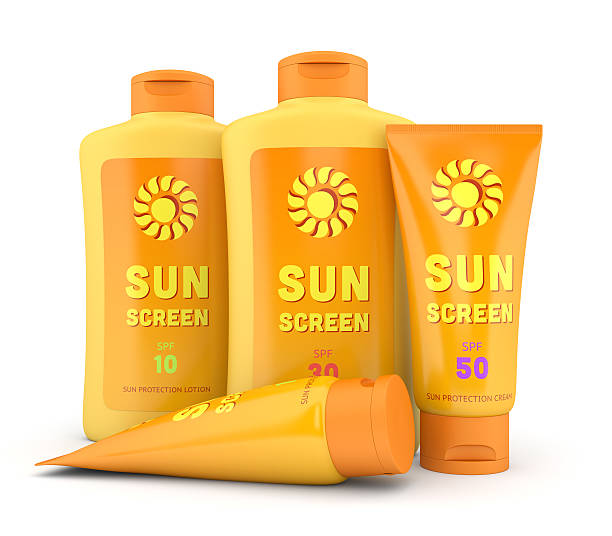 istock Sunscreen lotion and cream bottles and tubes isolated on white 489268017