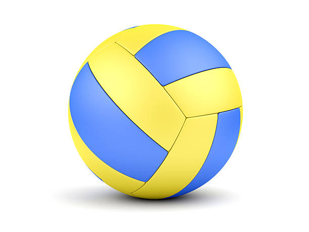 istock Blue and yellow soccerball on white closeup 489268027