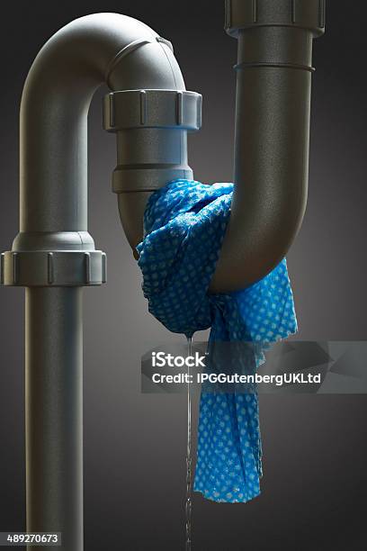 Leaking Pipe With Towel Stock Photo - Download Image Now - Damaged, Improvement, Leaking