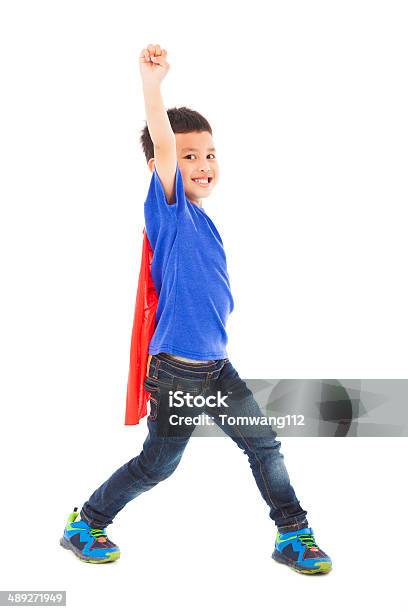 Happy Superhero Kid Hero Raise Hand Stock Photo - Download Image Now - Success, Winning, Activity