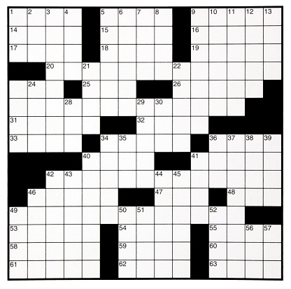 Crossword puzzle grid with numbers.