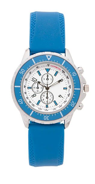 Mans blue chronograph wrist watch-isolated on white