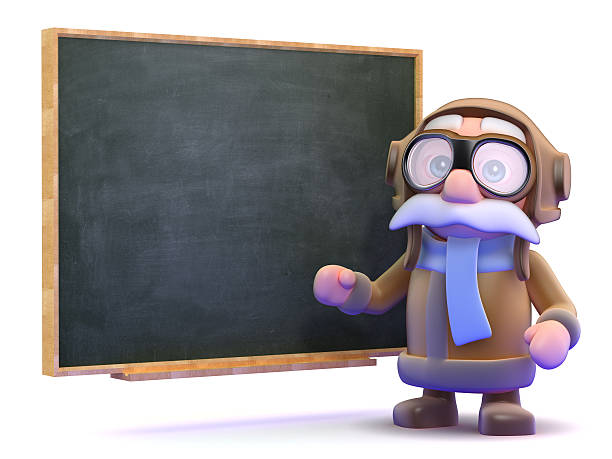 3d render of a pilot next to a blackboard