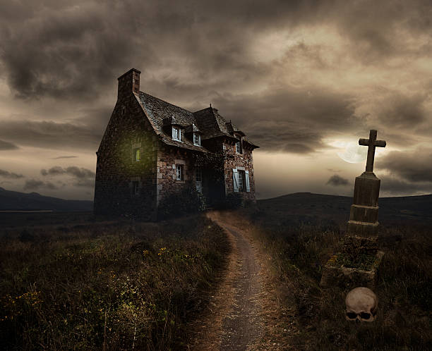istock Halloween background with old house 489303876