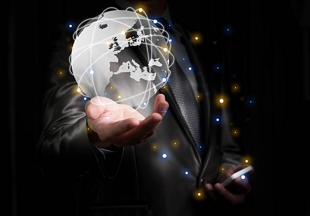 istock Businessman working with globalization concept, show Europe Cont 489305254