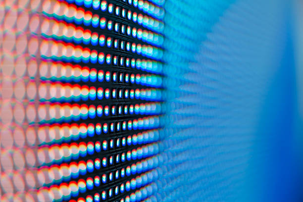 istock Extreme macro of colored LED smd screen 489305260