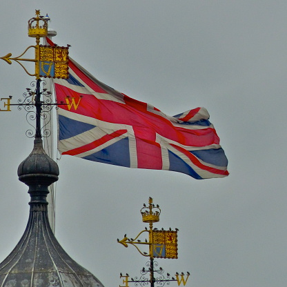 Close-up of the Union Jack, British flag.