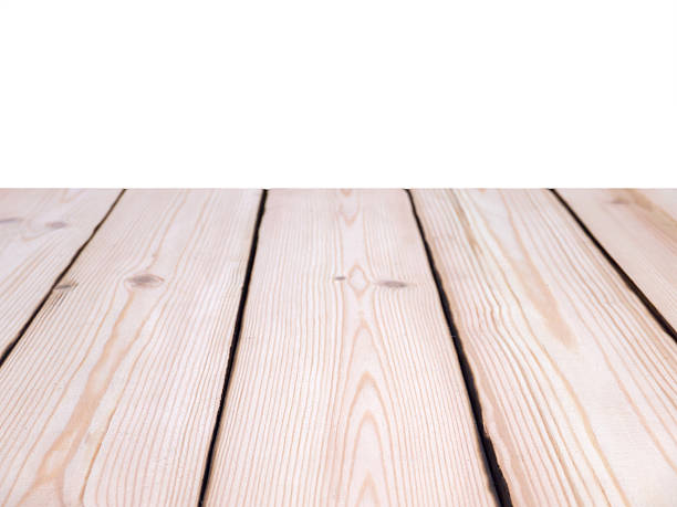 istock Planed pine planks perspective background isolated on white 489307042
