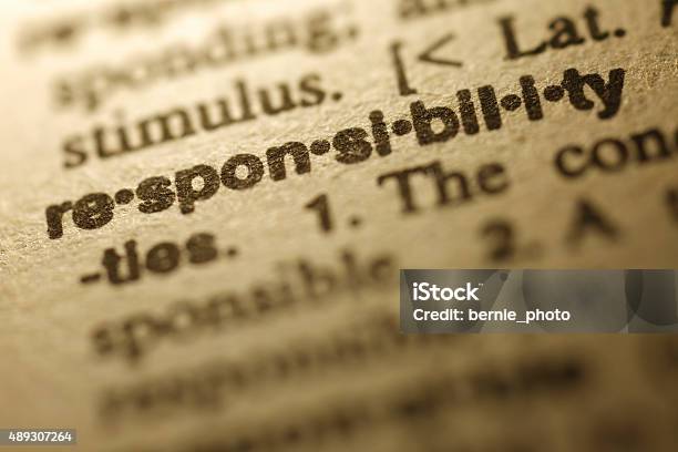 Dictionary Series Responsibility Stock Photo - Download Image Now - Responsibility, Dictionary, Single Word