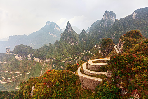 Winding road, China