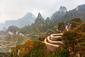 Mountain road in Tianmen Mountain National Park, Zhangjiajie, China