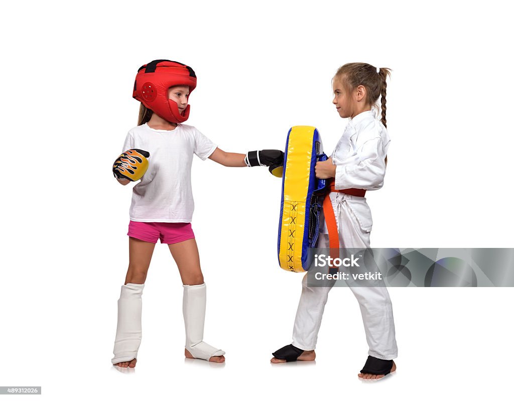 girl It fulfills blows hand muay thai boxing girl It fulfills blows hand on a white background 2015 Stock Photo