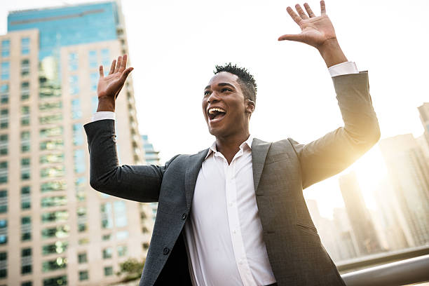 istock Successful business man against the skyscraper 489312268